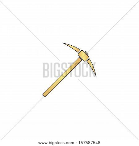 Pickax Gold vector icon with black contour line. Flat computer symbol