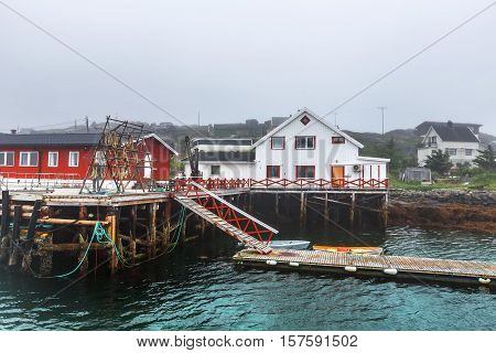 Traditional Pier For Fishing Boats  In Northern Norway.