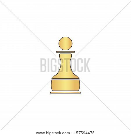 Chess Pawn Gold vector icon with black contour line. Flat computer symbol