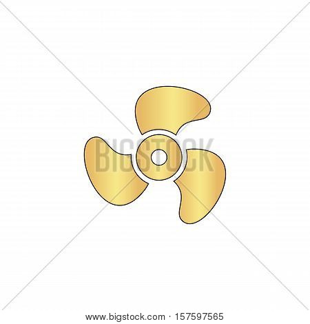 Propeller Gold vector icon with black contour line. Flat computer symbol