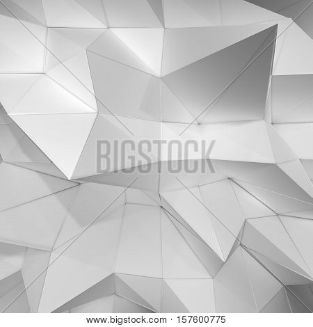 Beautiful white triangle abstract background. 3D illustration. Template fow your design