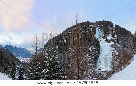 Waterfall Stuibenfall at Umhausen Tirol Austria - nature and travel background
