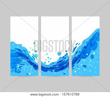 Wave abstract stylized background brochure template blue wave on white background tri-fold water
