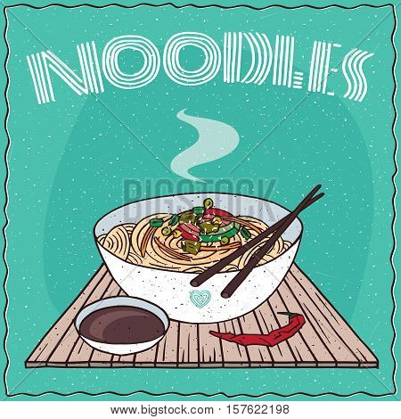 Asian Noodles Ramen Or Udon With Vegetables