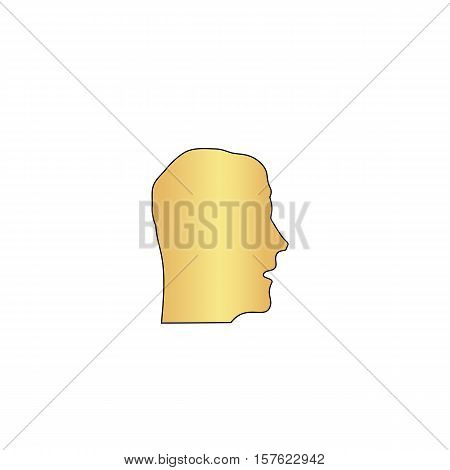 head Gold vector icon with black contour line. Flat computer symbol
