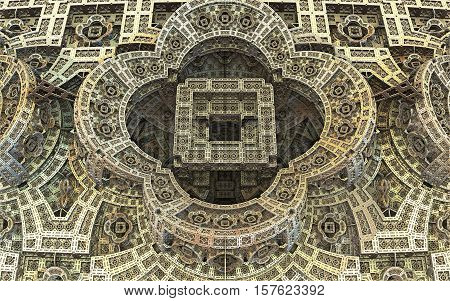 3D illustration of virtual scenery with stine architectural detail