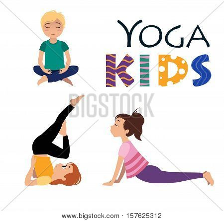 Yoga for kids. Healthy lifestyle. Vector illustration