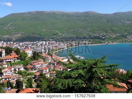 Beautiful cityscape on the shores of Lake Ohrid, Macedonia (FYROM)