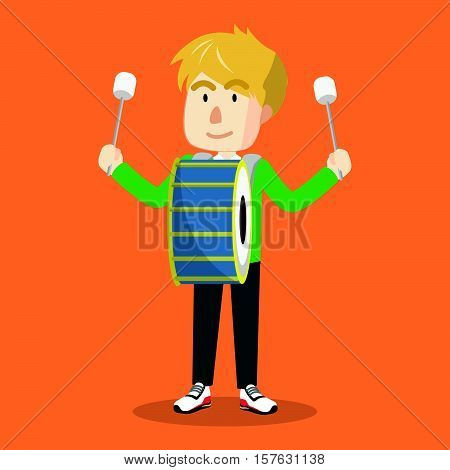 Boy drum band eps10 vector illustration design