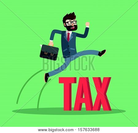 Business man tax jump eps10 vector illustration design