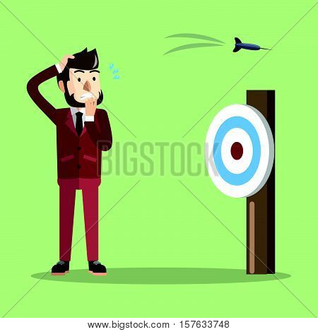 Business man missing target eps10 vector illustration design