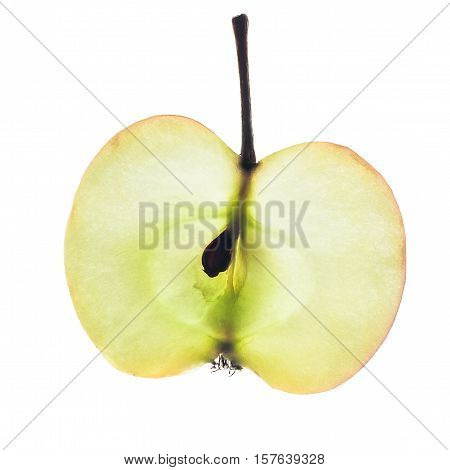 macro shot of an apple in a cut closeup