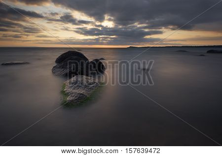 Sunrise over the sea, near the city of Burgas, Bulgaria
