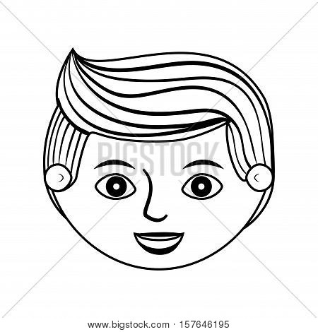 front face man silhouette with hairstyle vector illustration