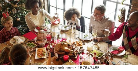 Family Together Christmas Celebration Concept