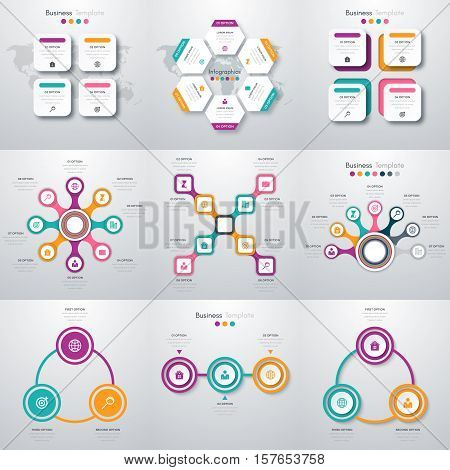 Set with infographics. Data and information visualization. Template. Stock vector