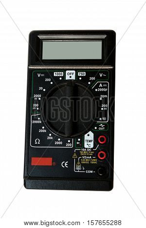 Digital multimeter isolated on white background. Electrical Tester.