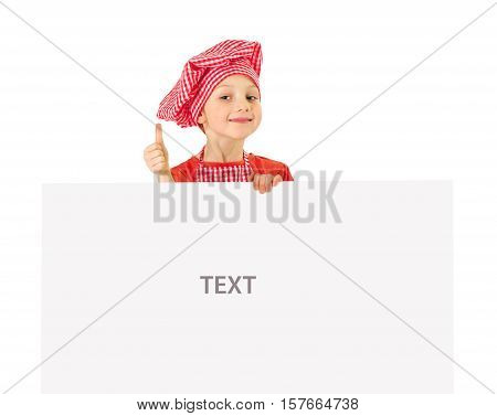 Funny little girl with white blank slate