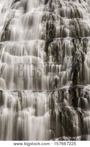 Detail of great waterfall fjallfoss on iceland.