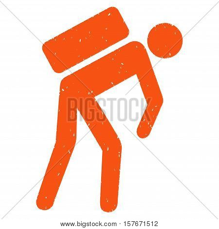 Courier grainy textured orange icon for overlay watermark stamps. Flat symbol with dirty texture. Dotted vector ink rubber seal stamp with grunge design on a white background.