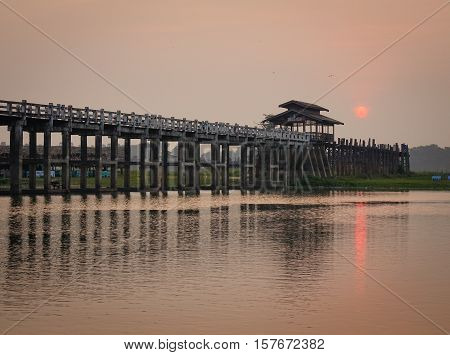 Lake Scene With The Ubein Bridge