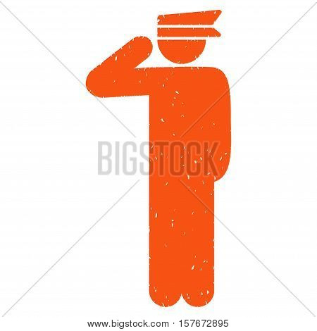 Police Officer grainy textured orange icon for overlay watermark stamps. Flat symbol with dirty texture. Dotted vector ink rubber seal stamp with grunge design on a white background.