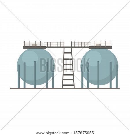 Oil refinery tank icon in cartoon style isolated on white background. Oil industry symbol vector illustration.