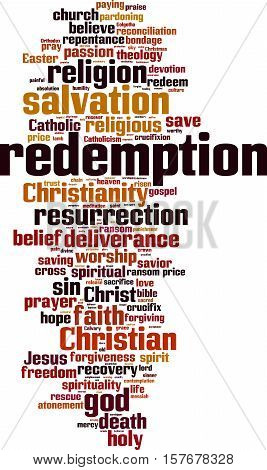 Redemption word cloud concept. Vector illustration on white