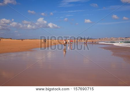 SANTANDER SPAIN - AUGUST 20: View of El Puntal beach in Somo on August 20 2016