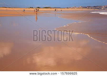 SANTANDER SPAIN - AUGUST 20: View of El Puntal beach in Somo on August 20 2016