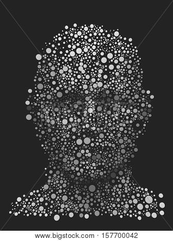 Human head isolated on white. Abstract 3d rendering of face with black and white circles