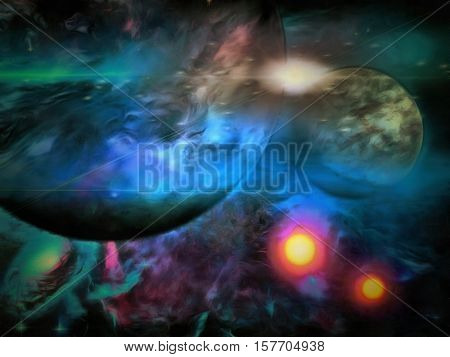 Exo-Solar Planet Painting 3d Render  Some elements provided courtesy of NASA
