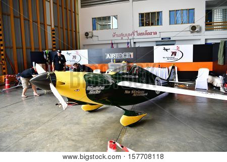 CHONBURI - NOVEMBER 20 : Shoestring aircraft in Air Race 1 Thailand at U-Tapao International Airport on November 20 2016 in Chonburi Thailand.