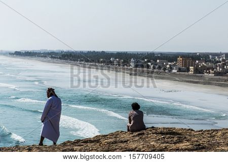 coastside view Taqah plateau City Salalah Dhofar Sultanate of Oman 