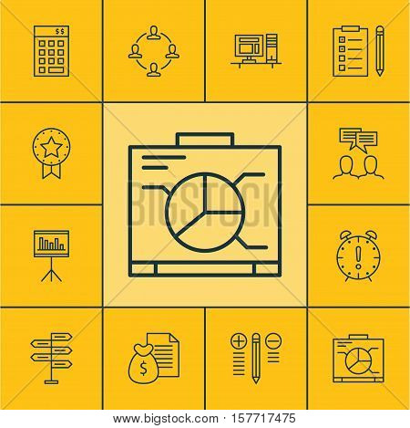 Set Of Project Management Icons On Decision Making, Investment And Reminder Topics. Editable Vector