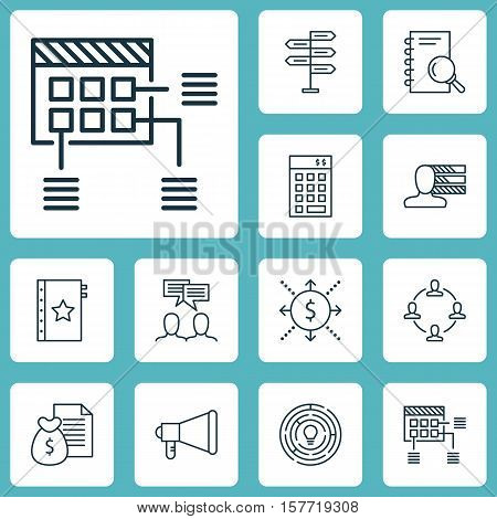 Set Of Project Management Icons On Investment, Schedule And Collaboration Topics. Editable Vector Il