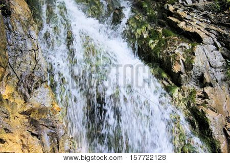 Water torrents through Stanghe, a crevice in Racines near Bolzano in northern Italy