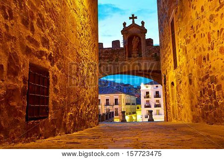 Caceres Arco de la Estrella Star arch in Spain entrance to monumental city