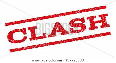 Clash watermark stamp. Text caption between parallel lines with grunge design style. Rubber seal stamp with dust texture. Vector red color ink imprint on a white background.