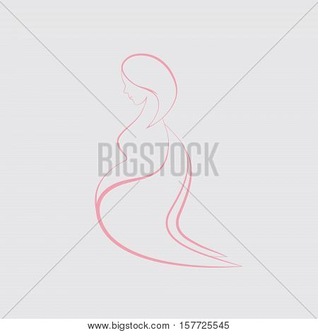 Loge of Pregnant Women with Angel Wings Made in Line Art Style. Vector EPS 10