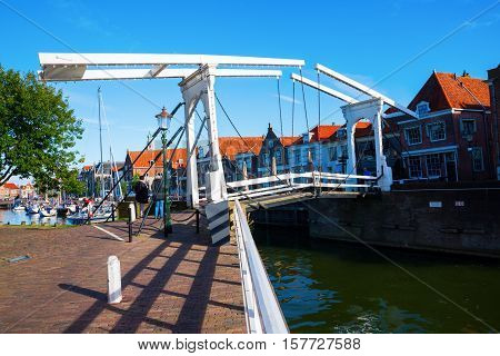 Historical Bascule Bridge In Enkhuizen, Netherlands