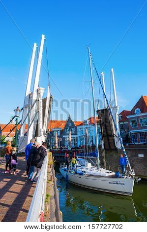 Historical Bascule Bridge In Enkhuizen, Netherlands