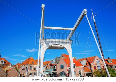 Historical Bascule Bridge In Enkhuizen, Netherlands