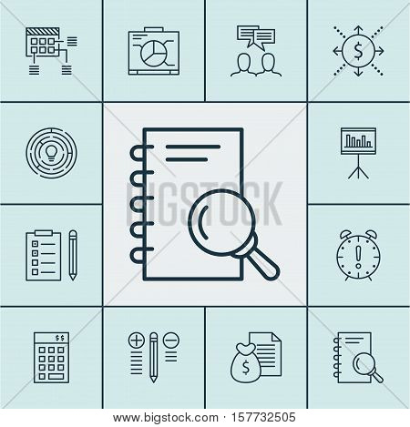 Set Of Project Management Icons On Board, Investment And Decision Making Topics. Editable Vector Ill