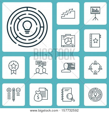 Set Of Project Management Icons On Presentation, Decision Making And Collaboration Topics. Editable