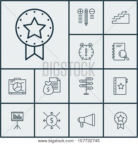 Set Of Project Management Icons On Board, Decision Making And Announcement Topics. Editable Vector I