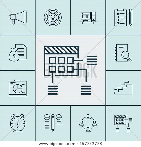 Set Of Project Management Icons On Decision Making, Collaboration And Schedule Topics. Editable Vect
