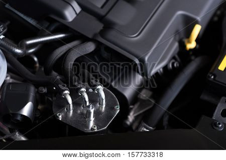Everything under control. Close up photo of car engine