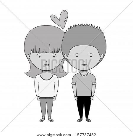 monochrome couple with casual clothes inlove vector illustration