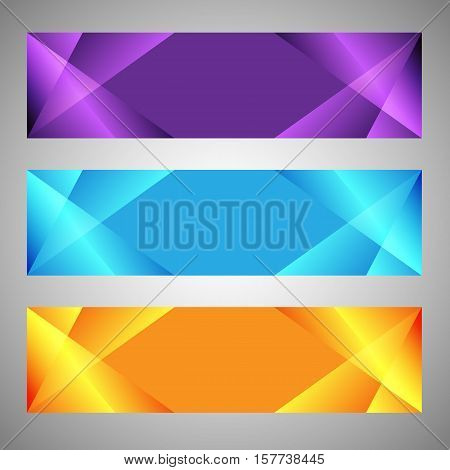 Set of modern banners with polygonal background, stock vector
